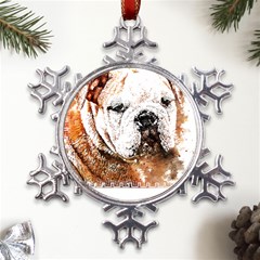 Bulldog T- Shirt English Bulldog Animal Wildlife Forest Nature Discovery Fauna T- Shirt Metal Large Snowflake Ornament by JamesGoode