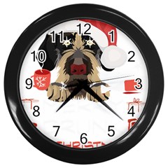 German Wirehaired Pointer T- Shirt German Wirehaired Pointer Merry Christmas T- Shirt (6) Wall Clock (black) by ZUXUMI