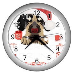 German Wirehaired Pointer T- Shirt German Wirehaired Pointer Merry Christmas T- Shirt (6) Wall Clock (silver) by ZUXUMI