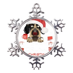 German Wirehaired Pointer T- Shirt German Wirehaired Pointer Merry Christmas T- Shirt (6) Metal Large Snowflake Ornament by ZUXUMI