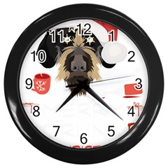 German Wirehaired Pointer T- Shirt German Wirehaired Pointer Merry Christmas T- Shirt Wall Clock (black) by ZUXUMI