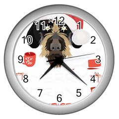 German Wirehaired Pointer T- Shirt German Wirehaired Pointer Merry Christmas T- Shirt Wall Clock (silver) by ZUXUMI