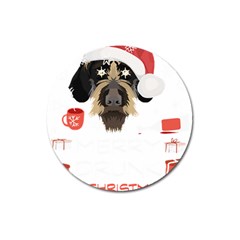 German Wirehaired Pointer T- Shirt German Wirehaired Pointer Merry Christmas T- Shirt Magnet 3  (round) by ZUXUMI