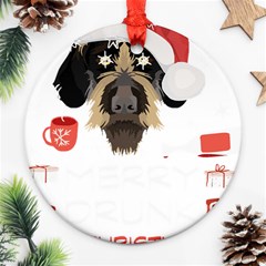 German Wirehaired Pointer T- Shirt German Wirehaired Pointer Merry Christmas T- Shirt Round Ornament (two Sides)