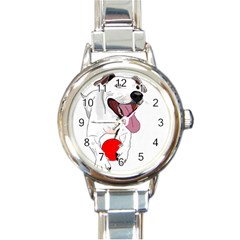 Bulldog T- Shirt Running Bulldog T- Shirt Round Italian Charm Watch by JamesGoode