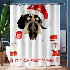 German Wirehaired Pointer T- Shirt German Wirehaired Pointer Merry Christmas T- Shirt Shower Curtain 60  X 72  (medium)  by ZUXUMI