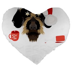 German Wirehaired Pointer T- Shirt German Wirehaired Pointer Merry Christmas T- Shirt Large 19  Premium Heart Shape Cushions by ZUXUMI