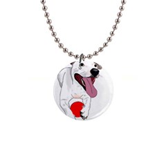 Bulldog T- Shirt Running Bulldog T- Shirt 1  Button Necklace by JamesGoode