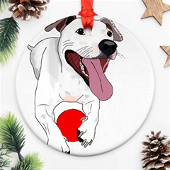 Bulldog T- Shirt Running Bulldog T- Shirt Round Ornament (two Sides)