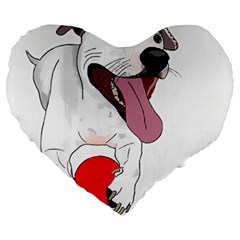 Bulldog T- Shirt Running Bulldog T- Shirt Large 19  Premium Heart Shape Cushions by JamesGoode