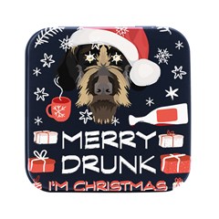 German Wirehaired Pointer T- Shirt German Wirehaired Pointer Merry Christmas T- Shirt Square Metal Box (black) by ZUXUMI