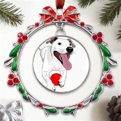 Bulldog T- Shirt Running Bulldog T- Shirt Metal X mas Wreath Ribbon Ornament