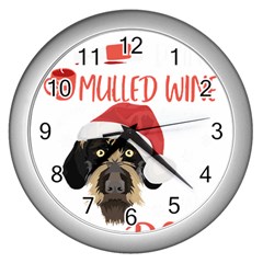 German Wirehaired Pointer T- Shirt German Wirehaired Pointer Mulled Wine Christmas T- Shirt Wall Clock (silver) by ZUXUMI