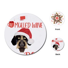 German Wirehaired Pointer T- Shirt German Wirehaired Pointer Mulled Wine Christmas T- Shirt Playing Cards Single Design (round) by ZUXUMI