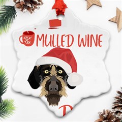 German Wirehaired Pointer T- Shirt German Wirehaired Pointer Mulled Wine Christmas T- Shirt Snowflake Ornament (two Sides) by ZUXUMI