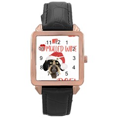 German Wirehaired Pointer T- Shirt German Wirehaired Pointer Mulled Wine Christmas T- Shirt Rose Gold Leather Watch  by ZUXUMI