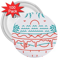 Burger T- Shirt Beach Burger T- Shirt 3  Buttons (100 Pack)  by JamesGoode