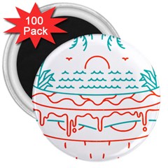 Burger T- Shirt Beach Burger T- Shirt 3  Magnets (100 Pack) by JamesGoode