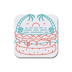 Burger T- Shirt Beach Burger T- Shirt Rubber Square Coaster (4 Pack) by JamesGoode