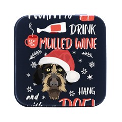 German Wirehaired Pointer T- Shirt German Wirehaired Pointer Mulled Wine Christmas T- Shirt Square Metal Box (black) by ZUXUMI