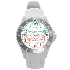 Burger T- Shirt Beach Burger T- Shirt Round Plastic Sport Watch (l) by JamesGoode