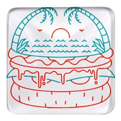 Burger T- Shirt Beach Burger T- Shirt Square Glass Fridge Magnet (4 Pack) by JamesGoode