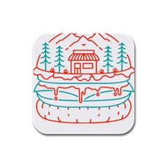 Burger T- Shirt Burger Shop In Nature T- Shirt Rubber Square Coaster (4 Pack) by JamesGoode