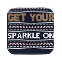 Get Your Sparkle On T- Shirt Get Your Sparkle On Ugly Christmas Sweater T- Shirt Square Metal Box (black) by ZUXUMI