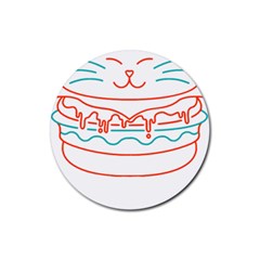 Burger T- Shirt Cat Burger T- Shirt Rubber Round Coaster (4 Pack)