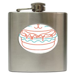 Burger T- Shirt Cat Burger T- Shirt Hip Flask (6 Oz)