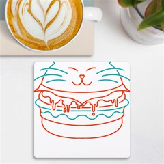 Burger T- Shirt Cat Burger T- Shirt Uv Print Square Tile Coaster  by JamesGoode