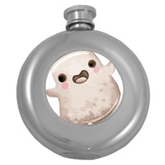 Ghost T- Shirt Watercolor Cute Ghost T- Shirt Round Hip Flask (5 Oz) by ZUXUMI