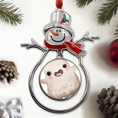 Ghost T- Shirt Watercolor Cute Ghost T- Shirt Metal Snowman Ornament by ZUXUMI