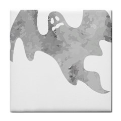 Ghost T- Shirt White Mottled Ghost T- Shirt Tile Coaster by ZUXUMI