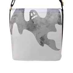 Ghost T- Shirt White Mottled Ghost T- Shirt Flap Closure Messenger Bag (l) by ZUXUMI