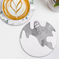 Ghost T- Shirt White Mottled Ghost T- Shirt Uv Print Round Tile Coaster