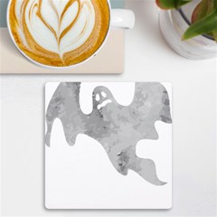 Ghost T- Shirt White Mottled Ghost T- Shirt Uv Print Square Tile Coaster  by ZUXUMI