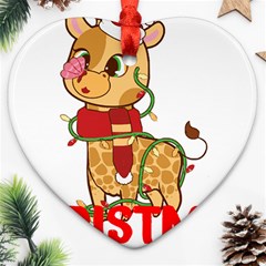 Giraffe T- Shirt Cute Giraffe T- Shirt Ornament (heart) by ZUXUMI