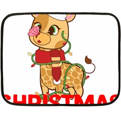 Giraffe T- Shirt Cute Giraffe T- Shirt Two Sides Fleece Blanket (mini) by ZUXUMI