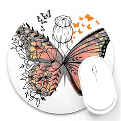 Butterflies T- Shirt Butterfly T- Shirt Round Mousepad by JamesGoode