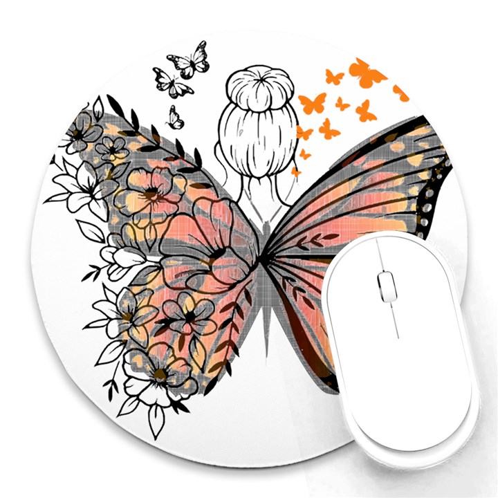 Butterflies T- Shirt Butterfly T- Shirt Round Mousepad