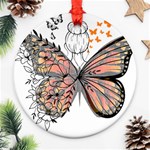 Butterflies T- Shirt Butterfly T- Shirt Ornament (Round) Front