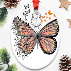 Butterflies T- Shirt Butterfly T- Shirt Ornament (oval)