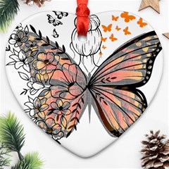 Butterflies T- Shirt Butterfly T- Shirt Heart Ornament (two Sides)