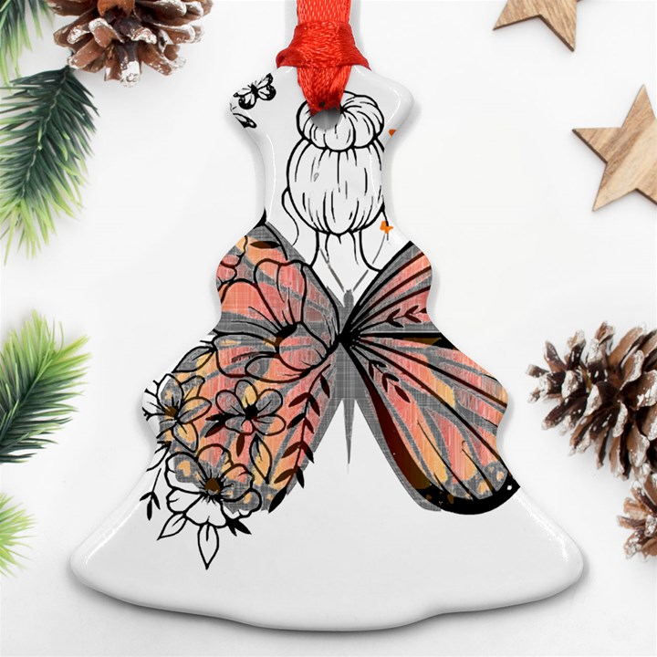 Butterflies T- Shirt Butterfly T- Shirt Ornament (Christmas Tree) 