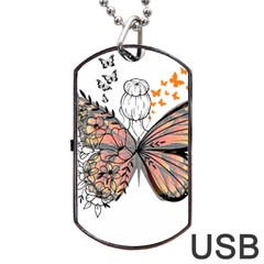 Butterflies T- Shirt Butterfly T- Shirt Dog Tag Usb Flash (one Side) by JamesGoode