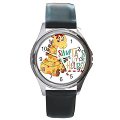 Giraffe T- Shirt Cute Giraffe T- Shirt Round Metal Watch by ZUXUMI