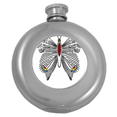 Butterfly Art T- Shirtbutterfly T- Shirt (1) Round Hip Flask (5 Oz) by JamesGoode