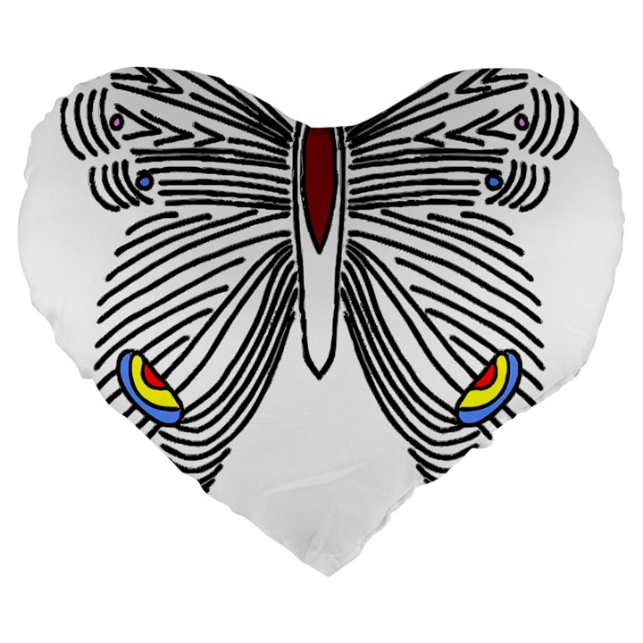 Butterfly Art T- Shirtbutterfly T- Shirt (1) Large 19  Premium Flano Heart Shape Cushions