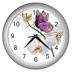 Butterfly Art T- Shirtbutterfly T- Shirt (2) Wall Clock (Silver)